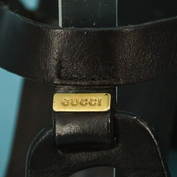 Gucci Size 8 Brown Leather Slingback Ankle Strap Square Toe Vintage 90s Sandals - Picture 3 of 8